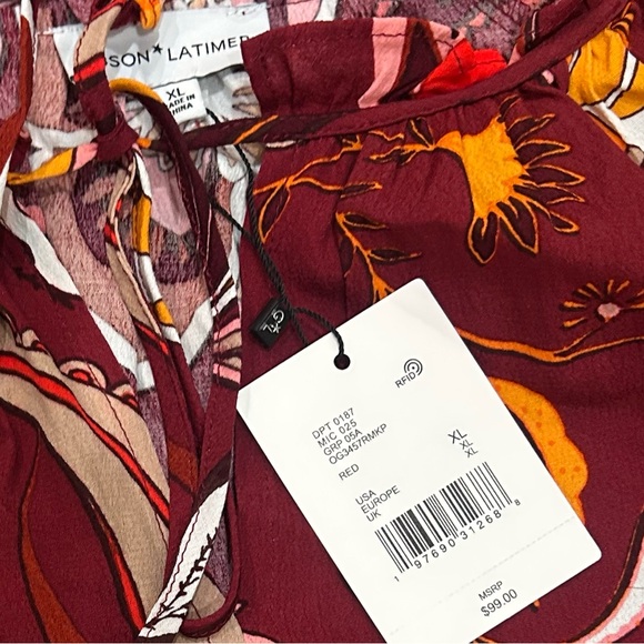 Gibson & Latimer Tie Neck Long Raglan Sleeve Floral Printed Dress Size XL - Picture 7 of 15